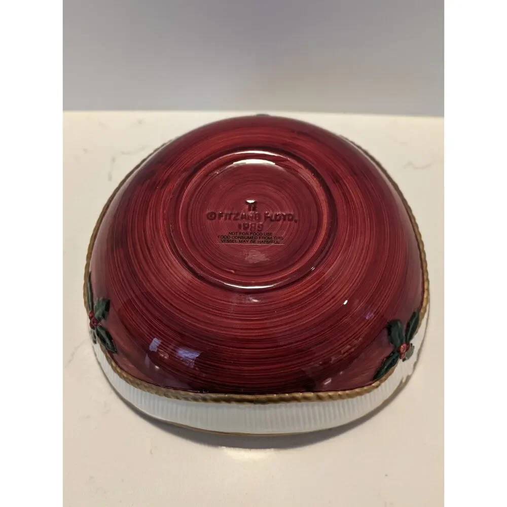 Fitz And Floyd Vintage 1989 Old Tyme Christmas Ceramic Bowl Holiday Home Decor